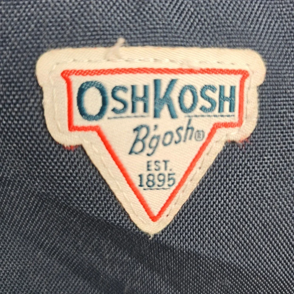 OshKosh B'gosh Backpack Kids OS Navy Blue Canvas School Bag Red Trim